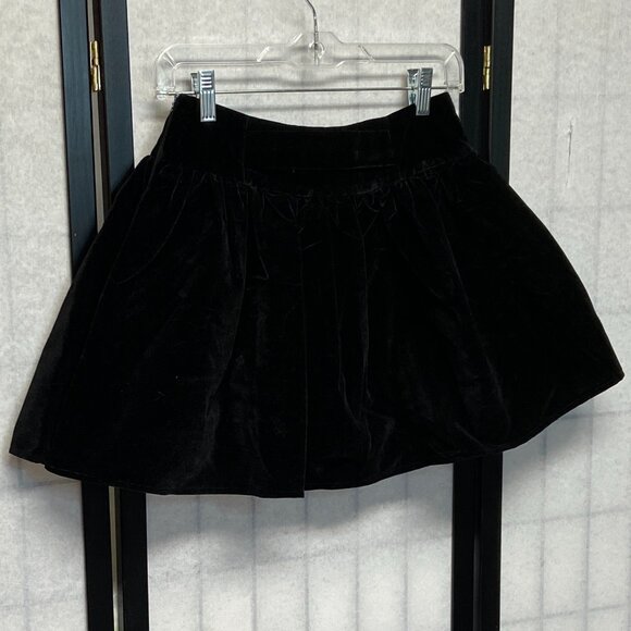 Velveteen Wide Waistband Poufy Gathered Mini Skirt Attached Shorts Skating Cheer - Picture 3 of 13